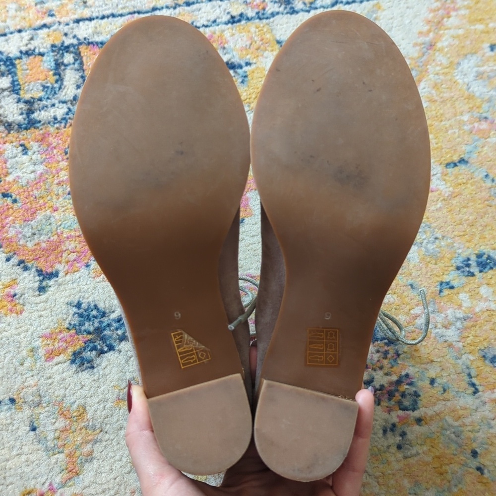 Jeffrey Campbell Cors Suede Leather Lace Up Peep Toe Ankle Booties Light Grey 9 - Picture 14 of 16